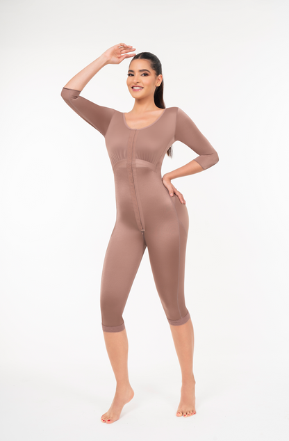 Stage 1 Post-Surgical Bodysuit with Drain Openings | Calf Length Compression Garment