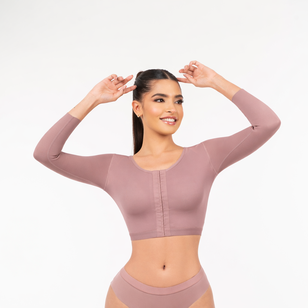 Post-Surgical Bra with Sleeves & Posture Correction | Arm Compression Recovery Bra