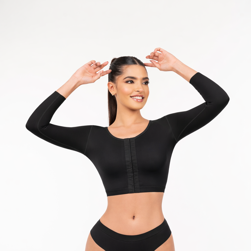 Post-Surgical Bra with Sleeves & Posture Correction | Arm Compression Recovery Bra