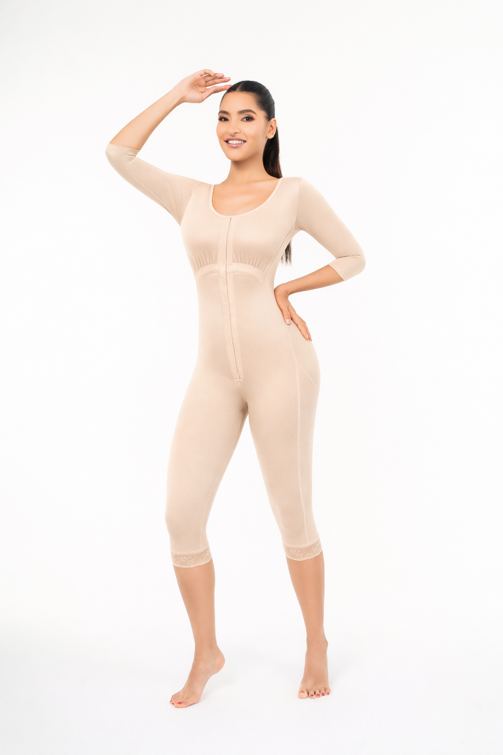 Stage 1 Post-Surgical Bodysuit with Drain Openings | Calf Length Compression Garment