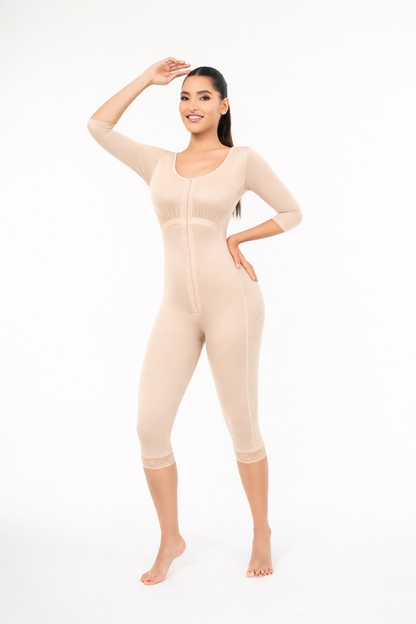 Stage 1 Post-Surgical Bodysuit with Drain Openings | Calf Length Compression Garment