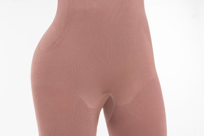 High-Back Thin Straps Seamless Calf Length Bodysuit | Full-Length Waist & Butt Lift Shaper