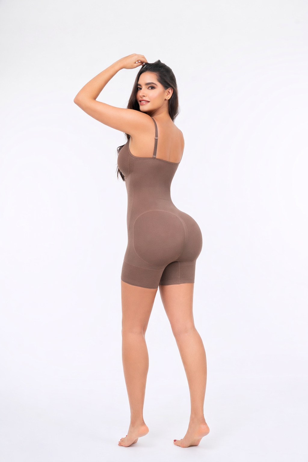 High-Back Thin Straps Seamless Short Bodysuit | Waist Compression & Butt Lift Shaper